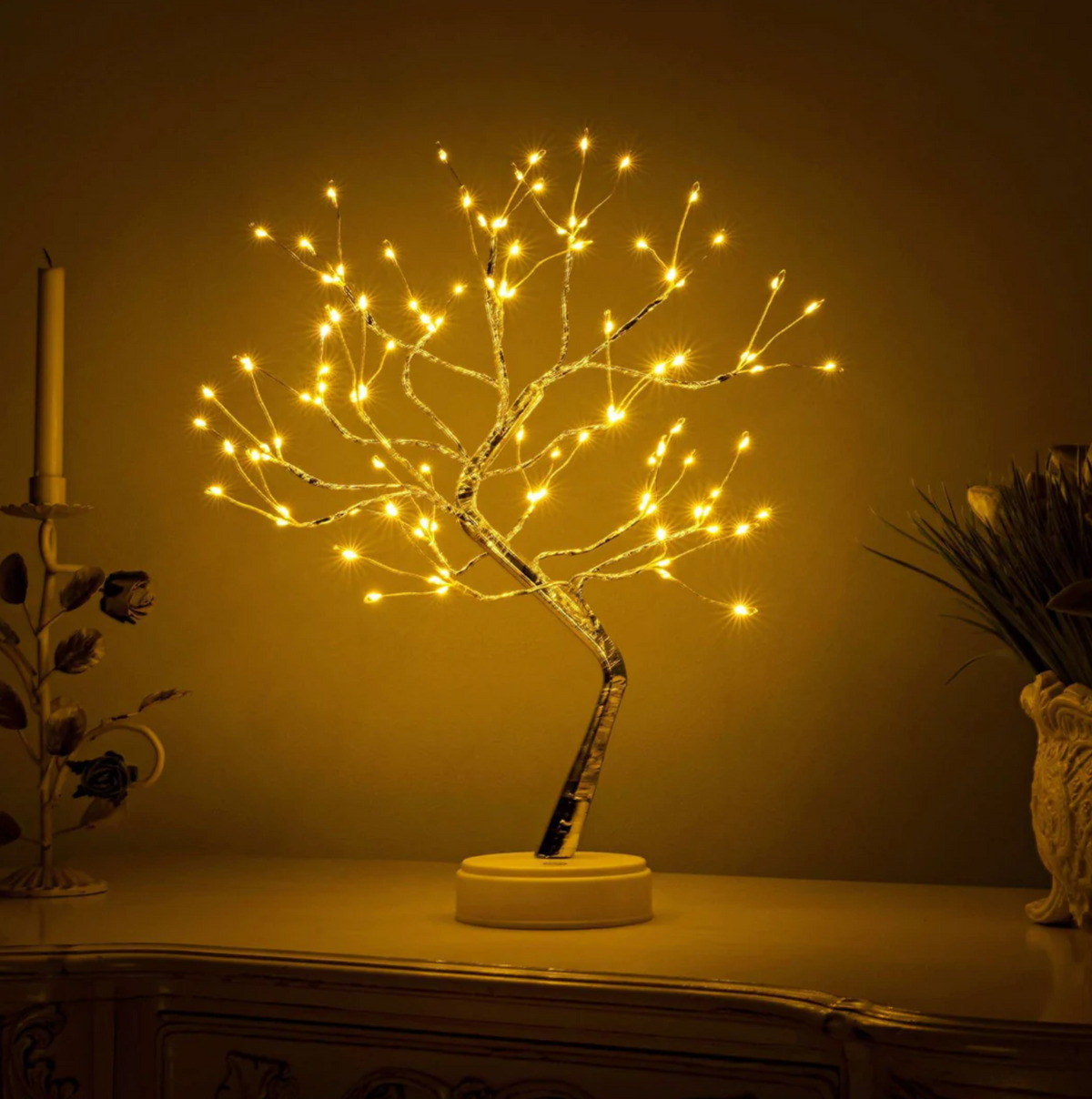 Rechargeable Cordless LED Tree Table Lamp 'GlowTree' – Dimmable Bedside & Mood Light