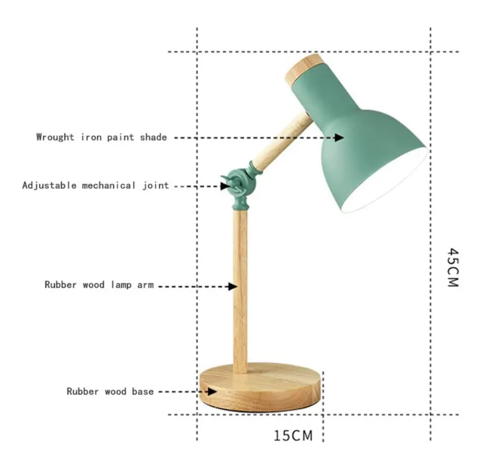 Scandi desk lamp dimensions 45 cm high, 15 cm base