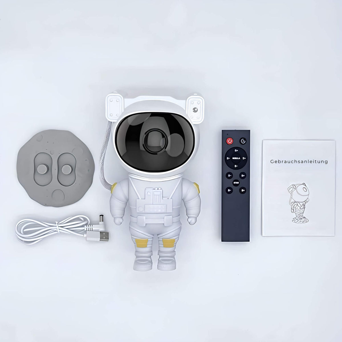 Astronaut projector lamp with remote control, base, cable and manual