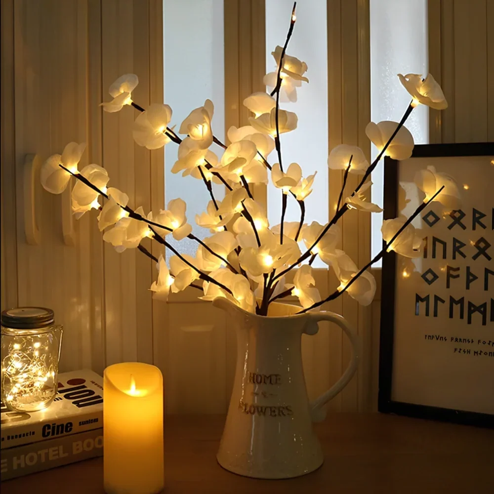 LED Lighted Branches 'NatureLight' - Battery Operated Willow, Olive, Rose & Orchid Light Branches - Bendable Decorative Twig Lights