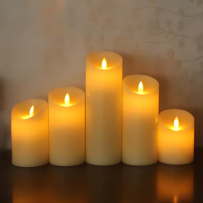 Flameless LED Candles Set 'CandleDream' - Realistic Flickering Battery Pillar Candles - Pumpkin, Melting & Rope Designs