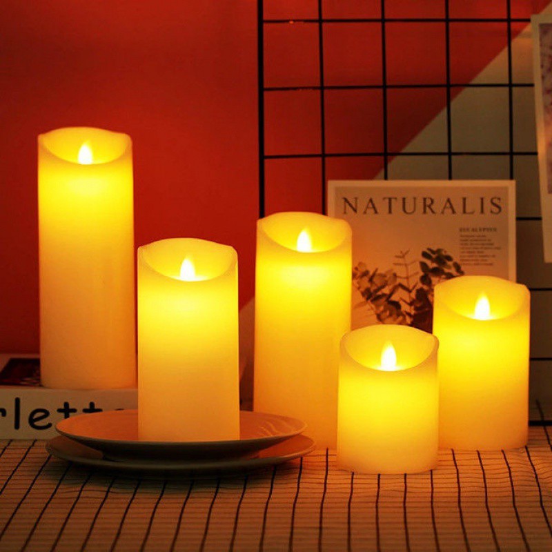 Flameless LED Candles Set 'CandleDream' - Realistic Flickering Battery Pillar Candles - Pumpkin, Melting & Rope Designs