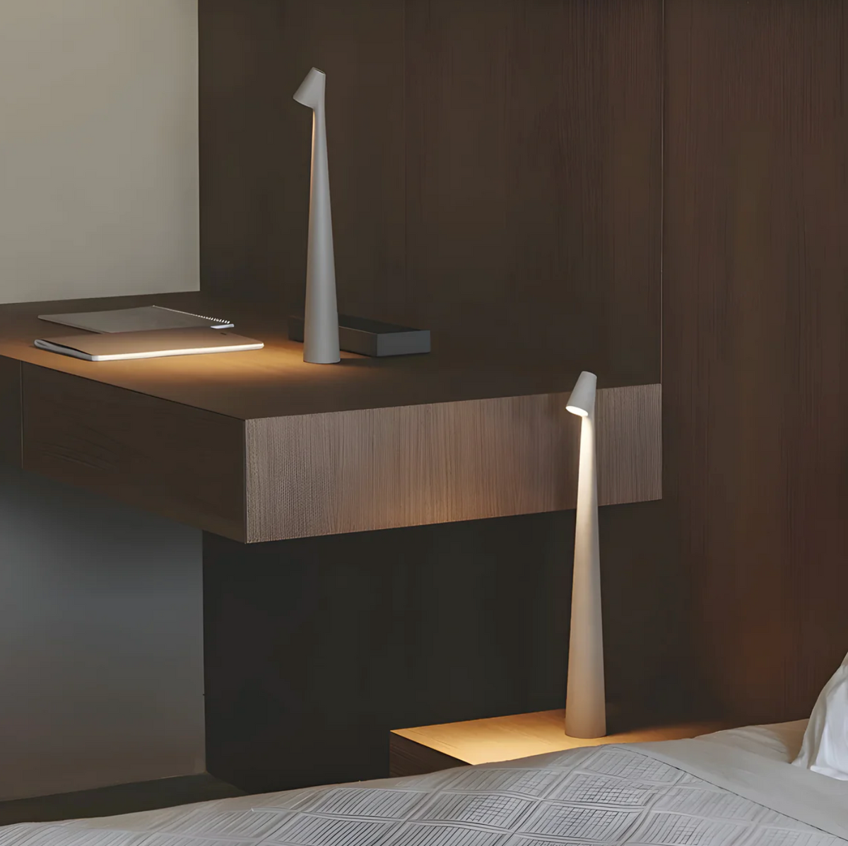 LED Table Lamp 'NordicElegance' – Cordless Rechargeable Bedside Light, 3-Way Dimmable Touch Desk & Reading Lamp