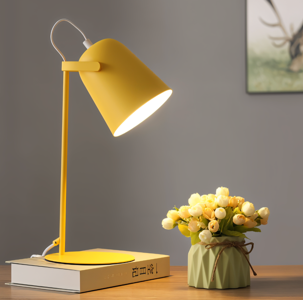 Nordic Desk Lamp 'Macaron Lamp', Adjustable Metal Table Lamp in Pastel Colours, Reading Lamp for Kids Room, Bedroom and Home Office