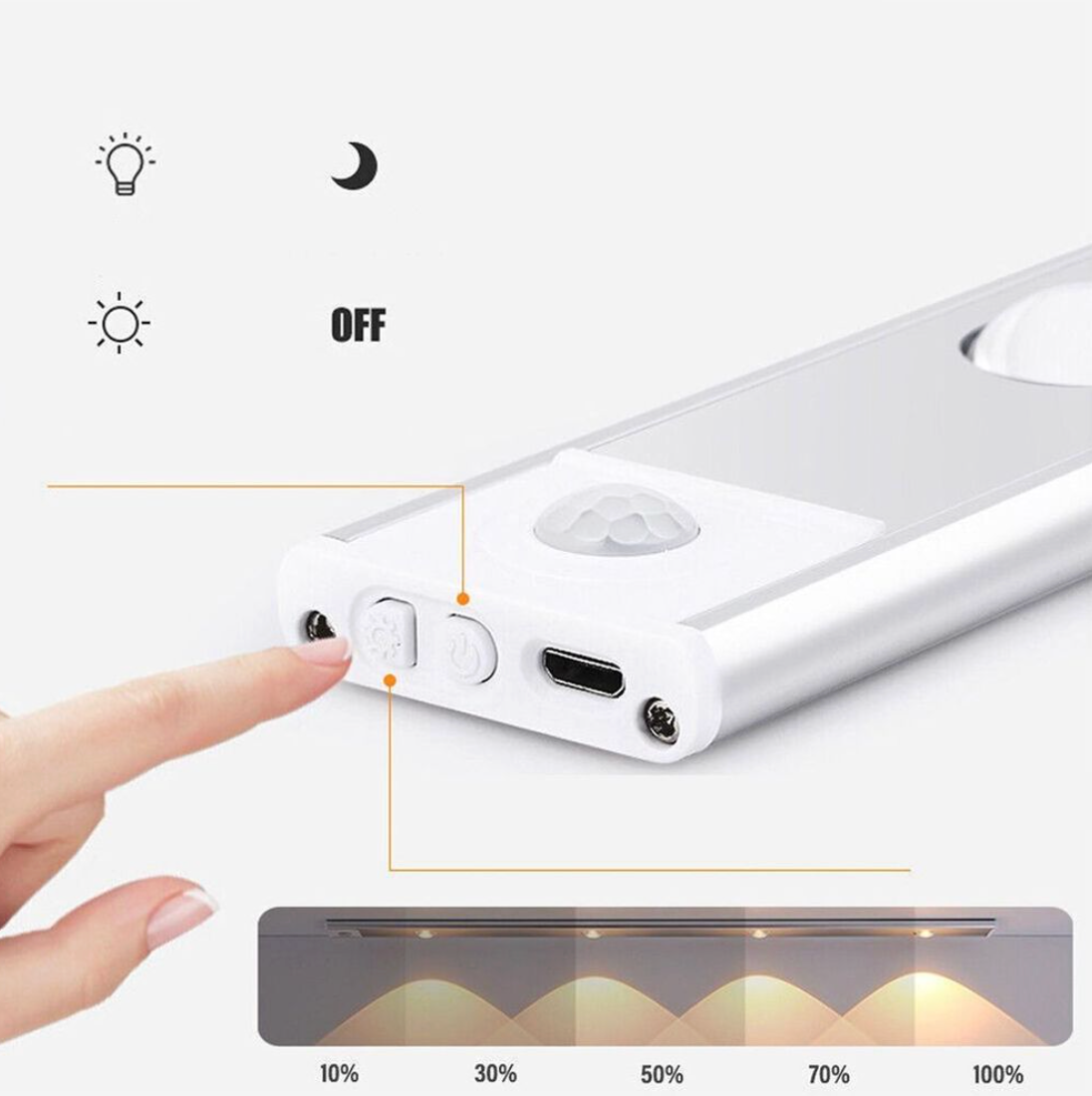Rechargeable LED Under Cabinet Light 'KitchenGlow' - with Motion Sensor – Cordless & Dimmable