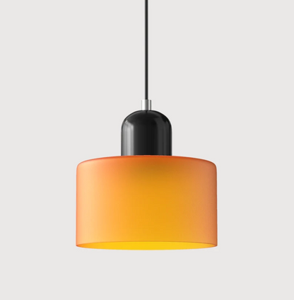 Bauhaus Glass Pendant Light 'ColoraLight', Colourful Drum Ceiling Lamp with Adjustable Height up to 150 cm, for Dining Table, Kitchen Island and Workspace