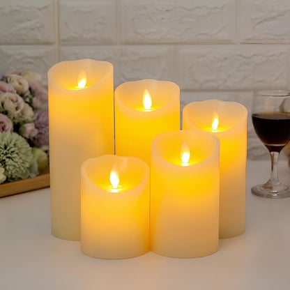 Flameless LED Candles Set 'CandleDream' - Realistic Flickering Battery Pillar Candles - Pumpkin, Melting & Rope Designs