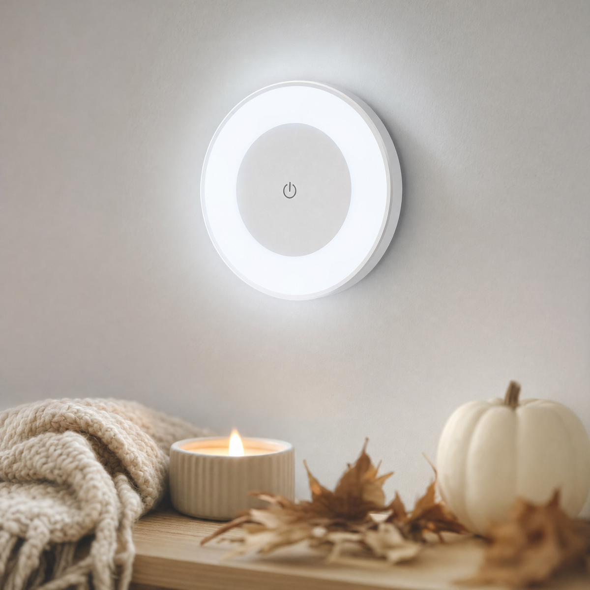 LumiBeam LED night light with motion sensor in cool white on the wall