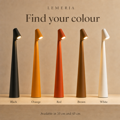 Find your colour: LumiNord table lamp in black, orange, red, brown and white, 35 cm and 45 cm
