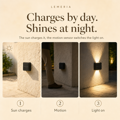 SolarGlow charges with the sun by day and shines at night via motion sensor