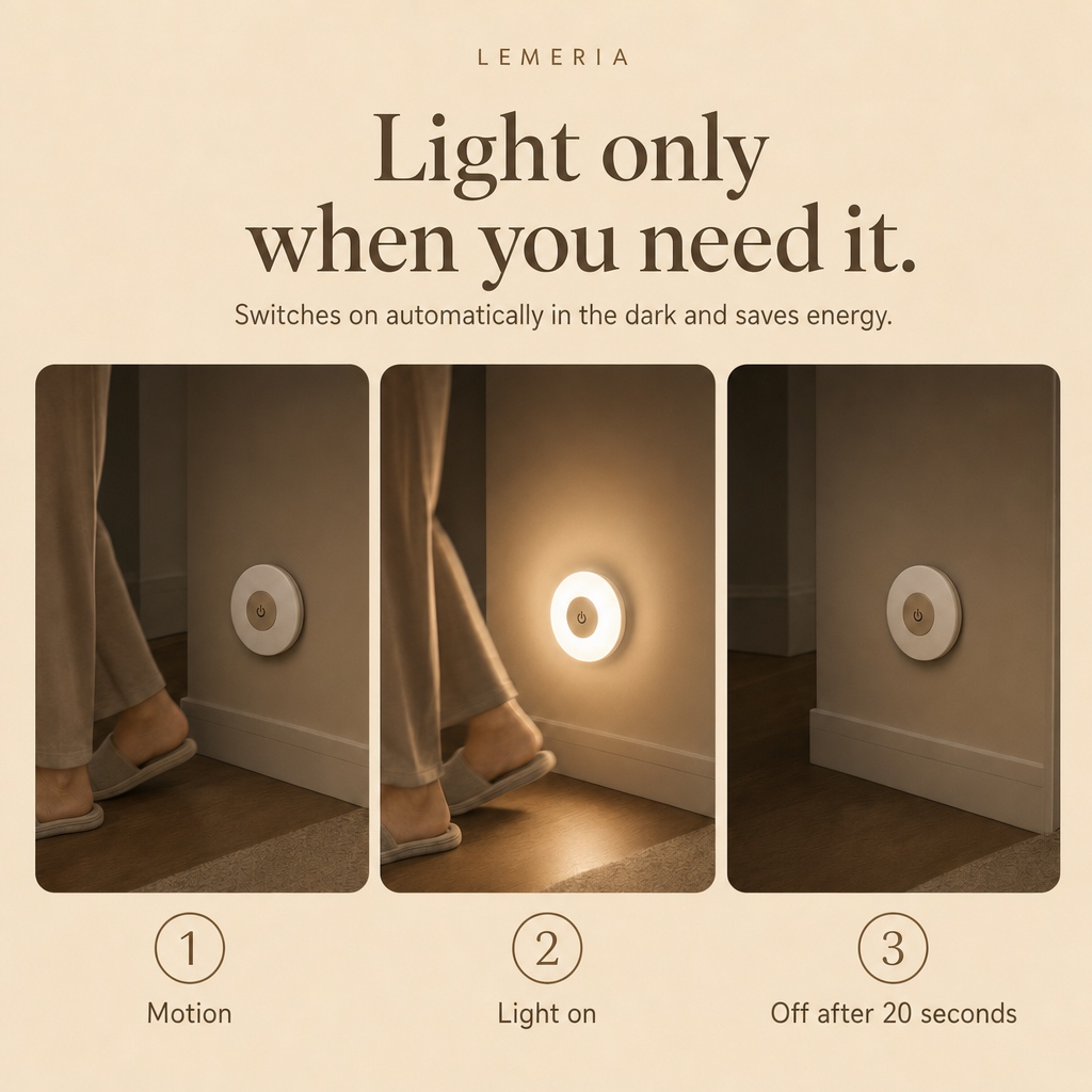 LumiBeam motion sensor: light turns on with motion and off after 20 seconds