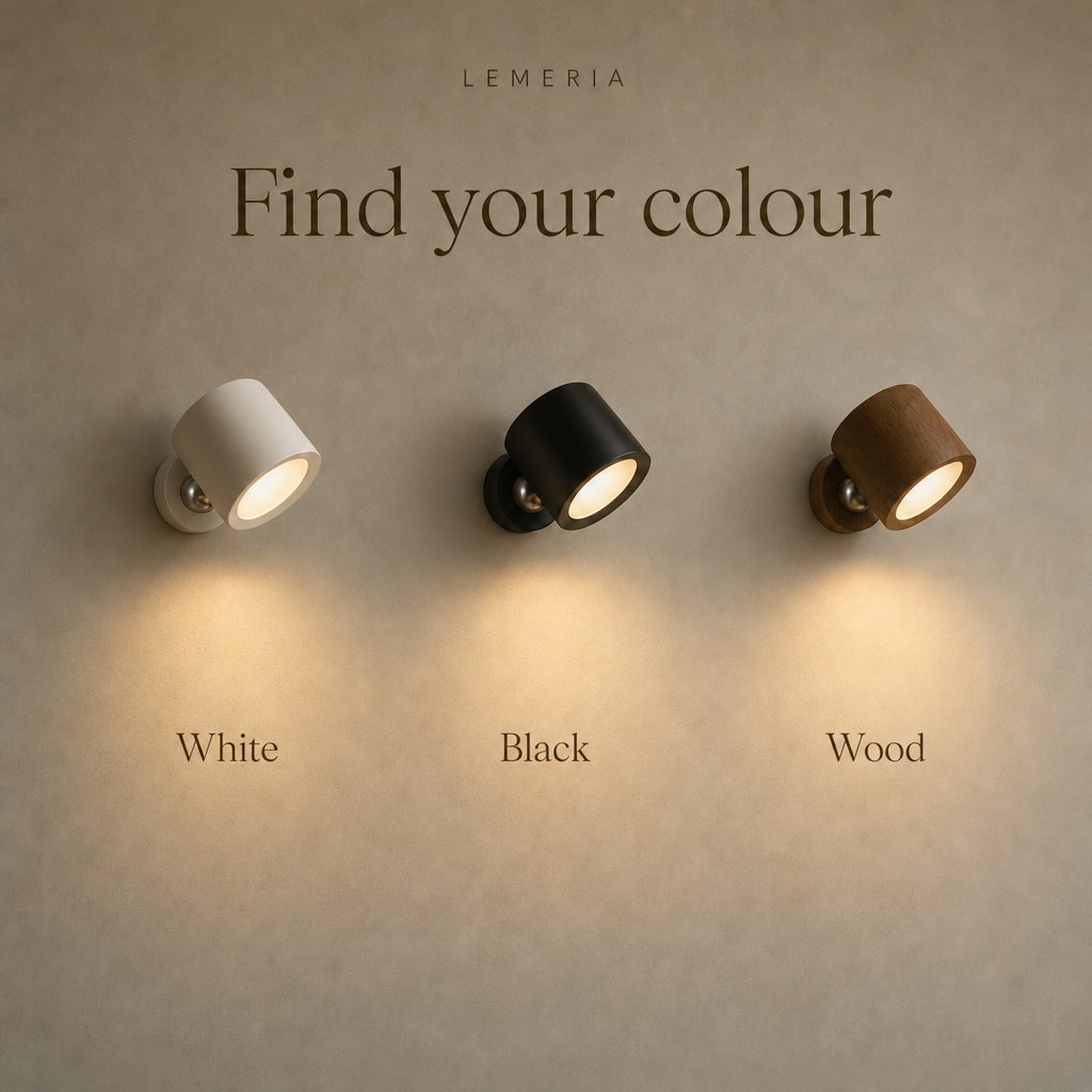 EasyLamp cordless wall light in white, black and wood