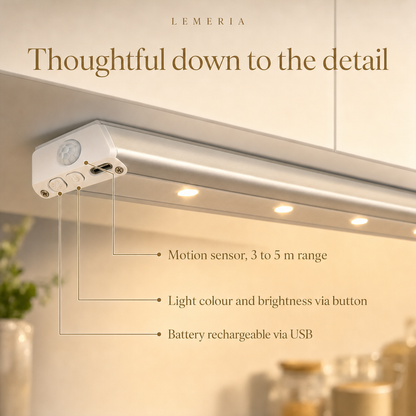 SmartKitchen details with motion sensor, buttons for light colour and brightness and USB charging port