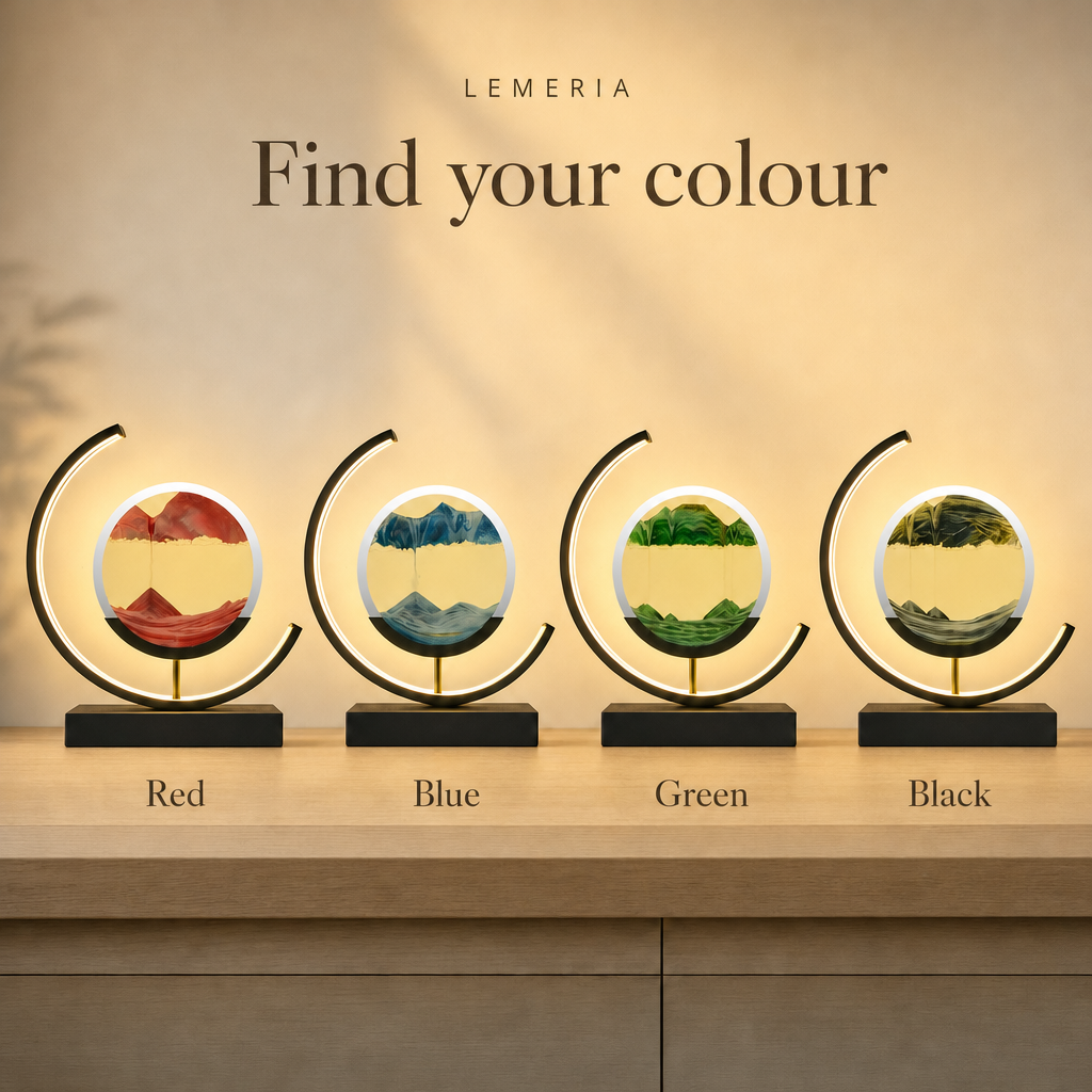 SandArt LED sand lamp in 4 colours: red, blue, green and black