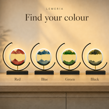 SandArt LED sand lamp in 4 colours: red, blue, green and black