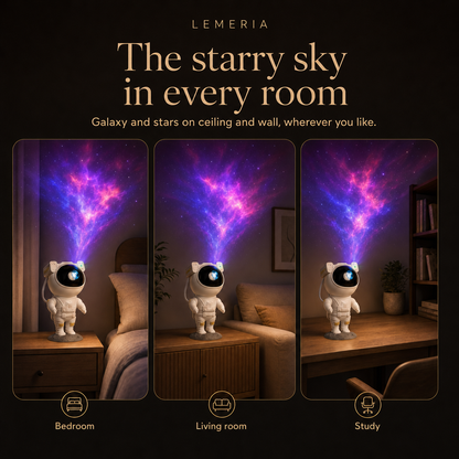 Astronaut star projector in the bedroom, living room and study