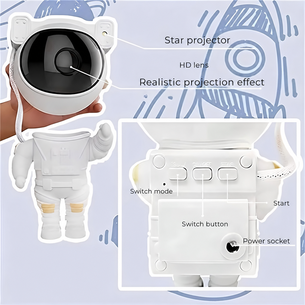 Astronaut galaxy projector night light for kids room and bedroom
