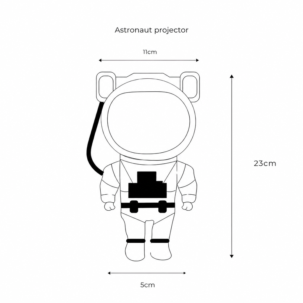 Astronaut star projector dimensions 23 x 11 cm