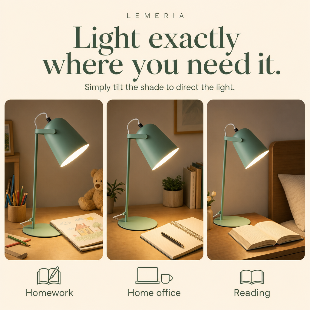 Adjustable Macaron reading lamp for homework, home office and reading