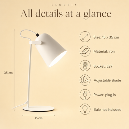 Macaron desk lamp all details at a glance, 15 x 35 cm, iron, E27 socket