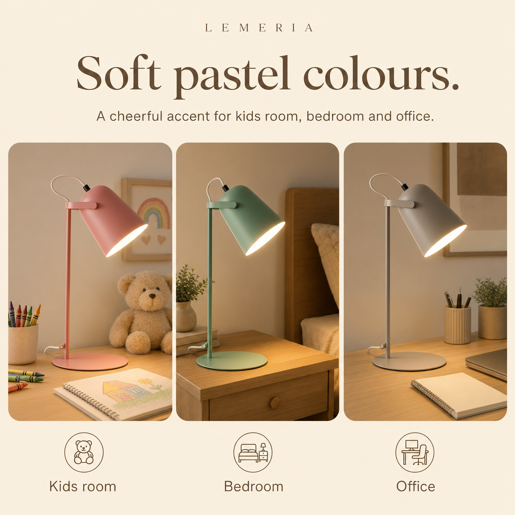 Macaron pastel desk lamp for kids room, bedroom and office