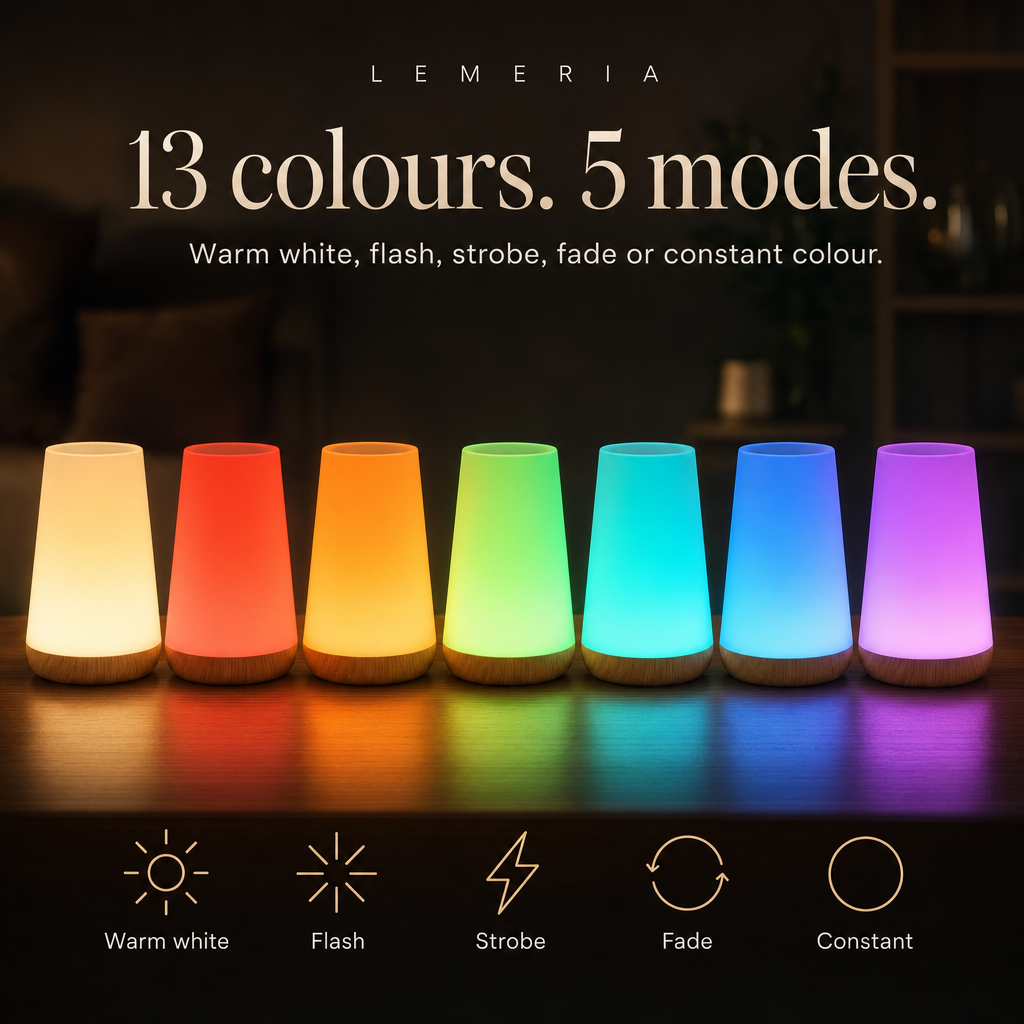 LumiMood RGB night light with 13 colours and 5 light modes