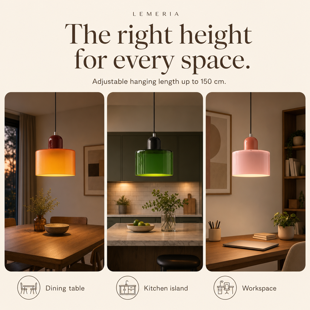 Colora pendant light with adjustable hanging height up to 150 cm