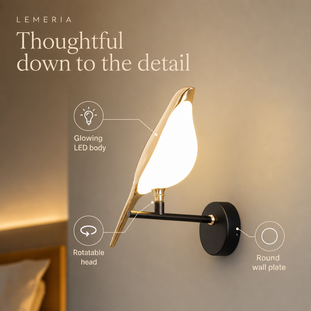 Avia details, glowing LED body, rotatable head, round wall plate