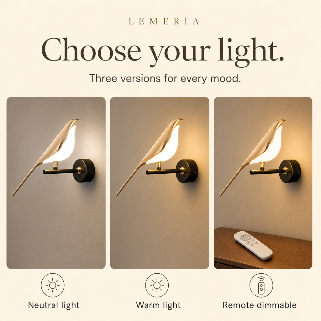 Avia wall light in neutral light, warm light or remote dimmable